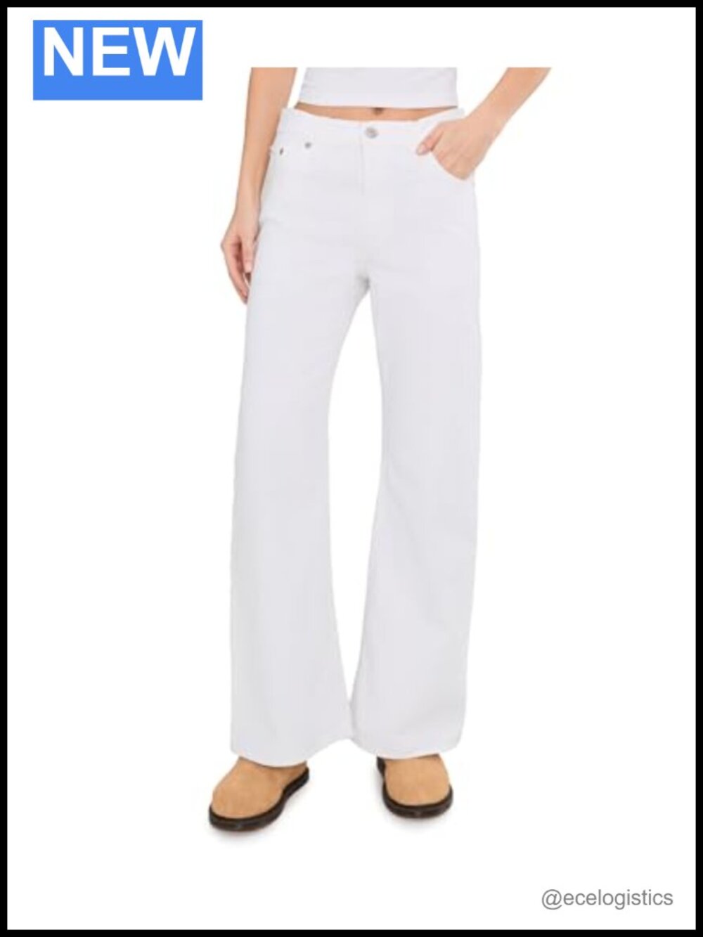 Mid Rise Loose Bootcut Jeans Non-Stretch Cotton
